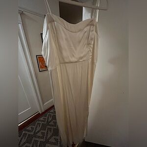 NEW White Satin A&F Camille Midi Dress